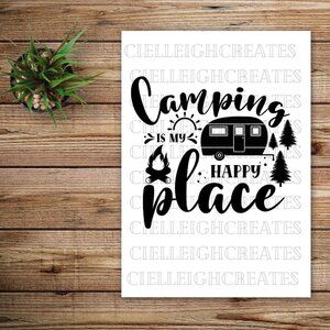 *2 for $20* Camping is My Happy Place Vinyl decal Sticker Camper Trees Handcraft